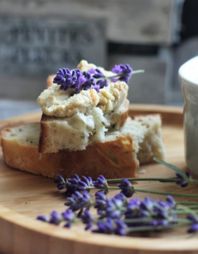 lavender flowers with bread