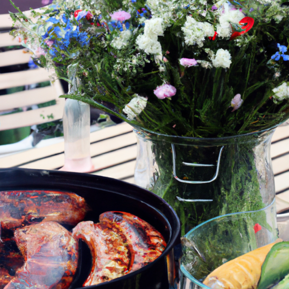 summer bbq with flowers